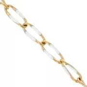 Eslabón de cadena de caballo y resina epoxi 3,8 mm - Acero inoxidable 201 Dorado - Blanco x1m