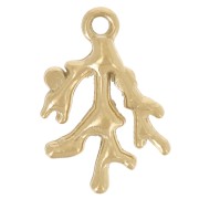 Dije de coral de 13 x 9 mm con pedrería - Acero inoxidable 304 Dorado x1