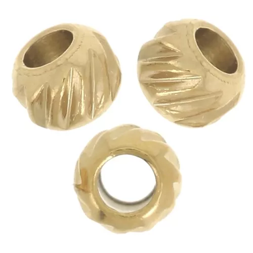 Cuentas redondas aplanadas 3 mm - Acero inoxidable 316L dorado x8