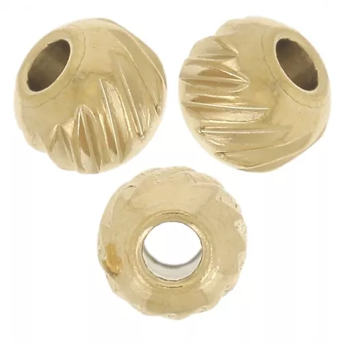 Cuentas redondas aplanadas de 4 mm - Acero inoxidable 316L dorado x6