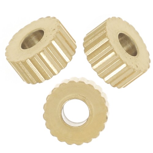 Cuentas arandala a rayas de 4 mm - Acero inoxidable 304L Dorado x6