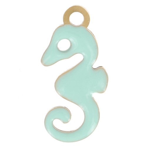 Dije de caballito de mar 12x6 mm con resina epoxi - Acero inoxidable 304L Dorado - Menta x1