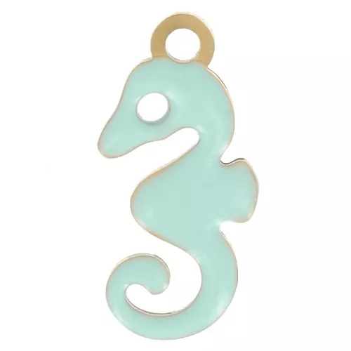 Dije de caballito de mar 12x6 mm con resina epoxi - Acero inoxidable 304L Dorado - Menta x1