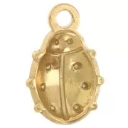 Dije Mariquita 15x10mm resina epoxi - Acero inoxidable 304L Dorado - Rojo x1