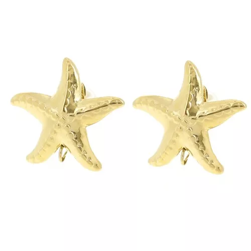 Ganchos pendientes Estrella de Mar 18x21 mm - Acero inoxidable 304L Dorado x2