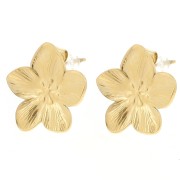 13 mm Ganchos pendientes flor de cerezo - Acero inoxidable 304L Dorado x2|raw }}