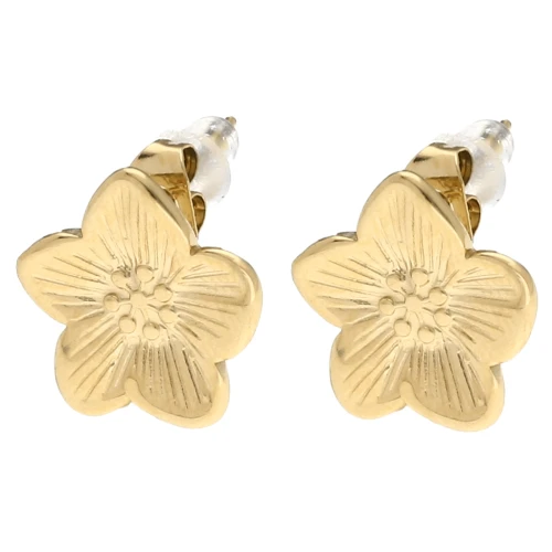 13 mm Ganchos pendientes flor de cerezo - Acero inoxidable 304L Dorado x2