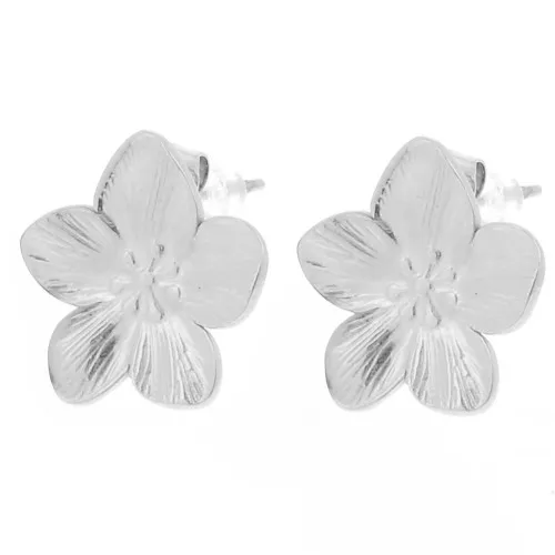 Ganchos pendientes flor de cerezo 13 mm - Acero inoxidable 304L x2