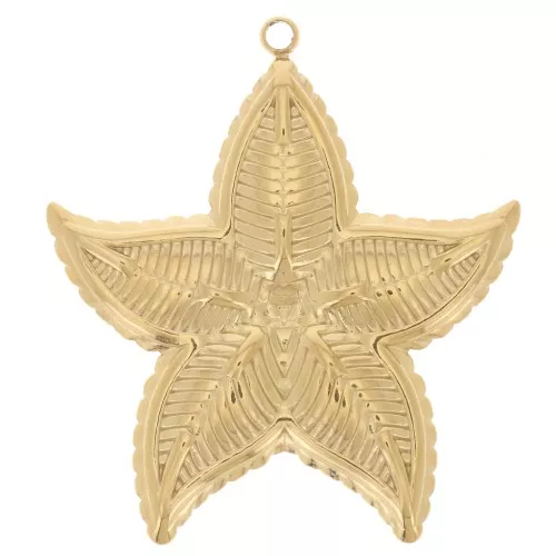 Colgantes estrella de mar 38x34 mm textura - Acero inoxidable 304L Dorado x2