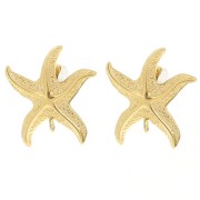 Ganchos pendientes estrella de mar 20 mm martillado - Acero inoxidable 304L Dorado x2|raw }}