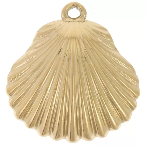 Colgantes de concha 22x21 mm - Acero inoxidable 304L Dorado x2