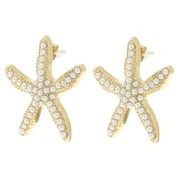 Pendientes estrella de mar 35x30mm imitación nácar - Acero inoxidable 304L Dorado x2|raw }}