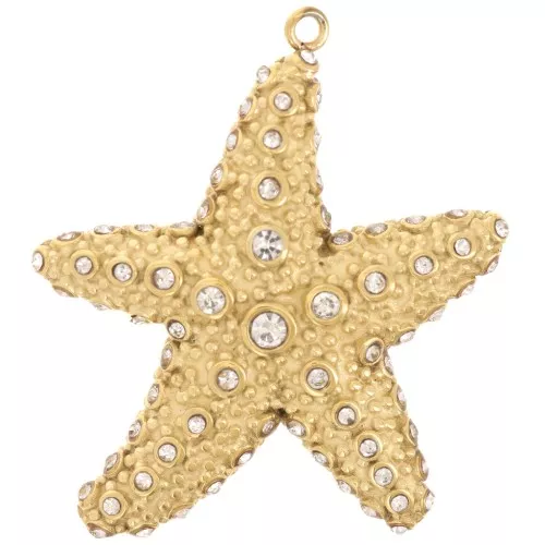 Colgante estrella de mar 33x30 mm con strass - Acero inoxidable 304L Dorado x1