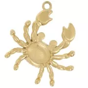 Colgante cangrejo 29,5x28,5 mm con strass - Acero inoxidable 304L Dorado x1