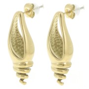 Pendientes de concha hueca 31x11 mm - Acero inoxidable 304L Dorado x2
