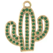 Colgante cactus 21x18,5 mm con strass - Acero inoxidable 304L Dorado - Verde x1