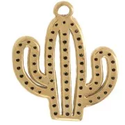 Colgante cactus 21x18,5 mm con strass - Acero inoxidable 304L Dorado - Verde x1