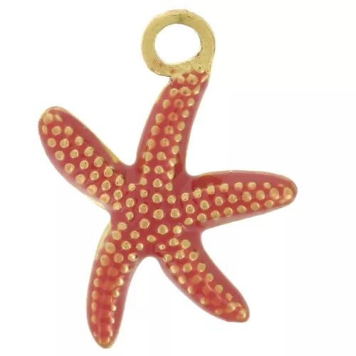 Dije Estrella de Mar 17x14mm con Resina Epoxi - Acero inoxidable 304 Dorado - Rojo x1
