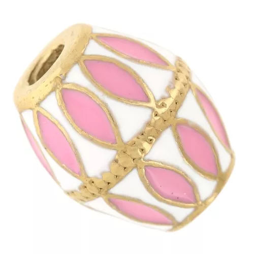 Cuenta diamante 13,5x11 mm Resina epoxi - Acero inoxidable 304L Dorado Blanco Rosa x1