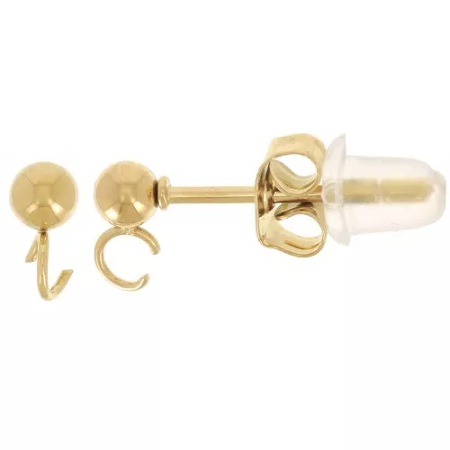 Ganchos pendientes de bola de 3 mm con anilla abierta - Acero inoxidable 304L Dorado x20