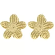 Pendientes de clip con forma de flor de 26 mm con aro abierto - Acero inoxidable 304 Dorado x2