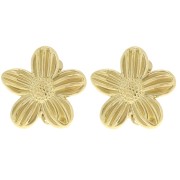 Pendientes flor 26 mm con anilla abierta - Acero inoxidable 304L Dorado x2