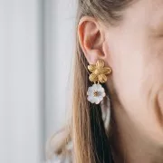 Pendientes de clip con forma de flor de 26 mm con aro abierto - Acero inoxidable 304 Dorado x2
