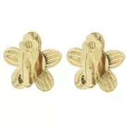 Pendientes de clip con forma de flor de 26 mm con aro abierto - Acero inoxidable 304 Dorado x2