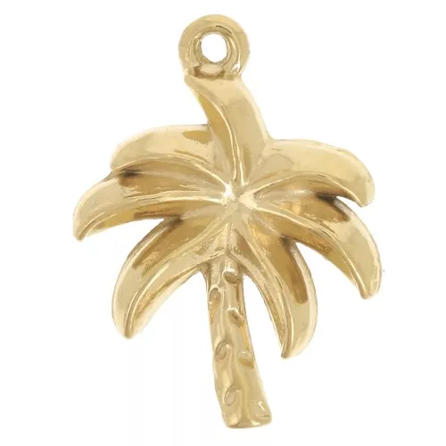 Dije de palmera 14x11 mm - Acero inoxidable 304L Dorado x1