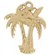 Colgante doble palmera 21x16 mm - Acero inoxidable 304L Dorado x1