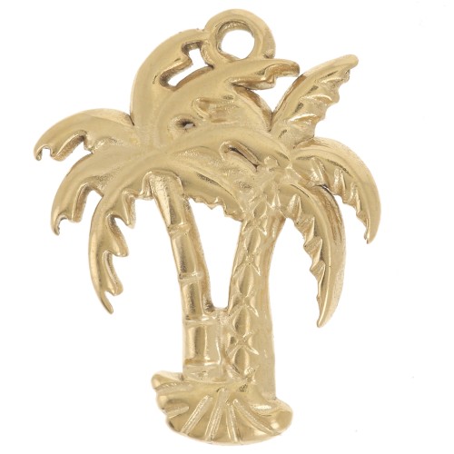 Colgante doble palmera 21x16 mm - Acero inoxidable 304L Dorado x1