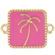 Entrepieza palmera cuadrada 16x12 mm resina epoxi - Acero inoxidable 304L Dorado - Rosa
