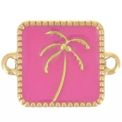 Entrepieza palmera cuadrada 16x12 mm resina epoxi - Acero inoxidable 304L Dorado - Rosa