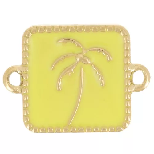 Entrepieza palmera cuadrada 16x12 mm resina epoxi - Acero inoxidable 304L Dorado - Amarillo