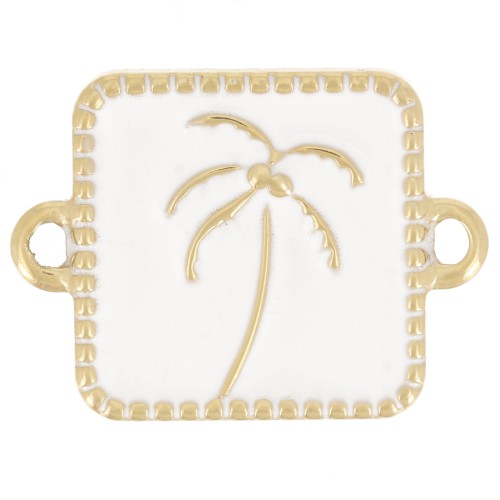 Entrepieza palmera cuadrada 16x12 mm resina epoxi - Acero inoxidable 304L Dorado - Blanco