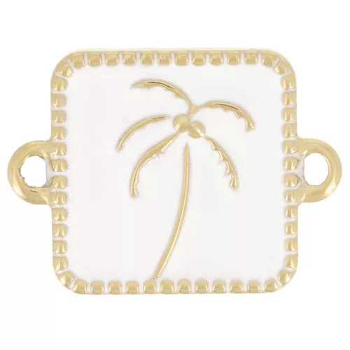 Entrepieza palmera cuadrada 16x12 mm resina epoxi - Acero inoxidable 304L Dorado - Blanco