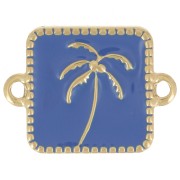 Entrepieza palmera cuadrada 16x12 mm resina epoxi - Acero inoxidable 304L Dorado - Azul real|raw }}