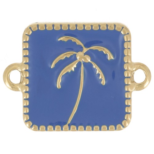 Entrepieza palmera cuadrada 16x12 mm resina epoxi - Acero inoxidable 304L Dorado - Azul real