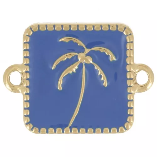 Entrepieza palmera cuadrada 16x12 mm resina epoxi - Acero inoxidable 304L Dorado - Azul real