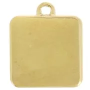 Dije palmera cuadrada 14x12 mm resina epoxi - Acero inoxidable 304L Dorado - Rosa