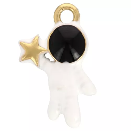Dije astronauta 25x16 mm Resina epoxi Acero inoxidable 304L Dorado blanco x1