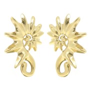 Pendientes de concha 32x24 mm - Acero inoxidable 304L Dorado x2