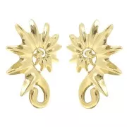Pendientes de concha 32x24 mm - Acero inoxidable 304L Dorado x2