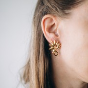 Pendientes de concha 32x24 mm - Acero inoxidable 304L Dorado x2