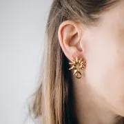 Pendientes de concha 32x24 mm - Acero inoxidable 304L Dorado x2