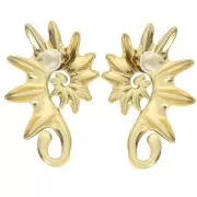 Pendientes de concha 32x24 mm - Acero inoxidable 304L Dorado x2
