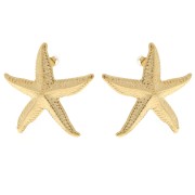 Pendientes Estrella de Mar 37x35 mm - Acero inoxidable 304L Dorado x2