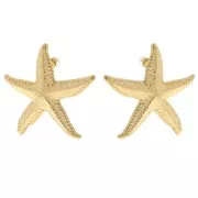 Pendientes Estrella de Mar 37x35 mm - Acero inoxidable 304L Dorado x2