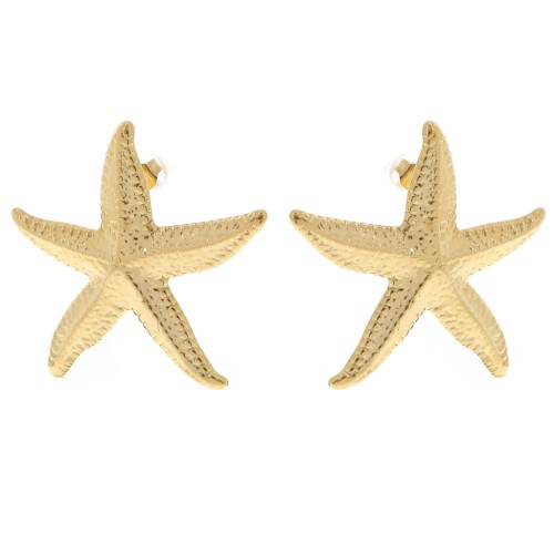 Pendientes Estrella de Mar 37x35 mm - Acero inoxidable 304L Dorado x2