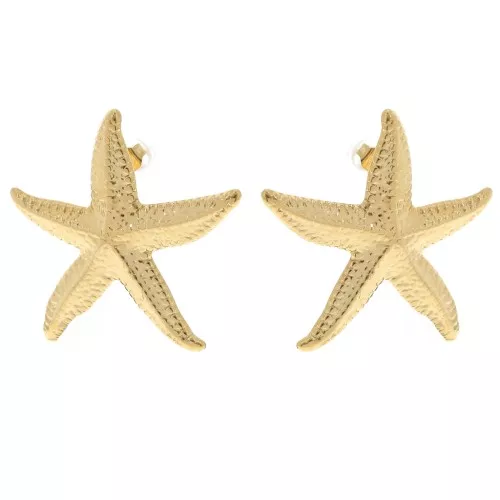 Pendientes Estrella de Mar 37x35 mm - Acero inoxidable 304L Dorado x2